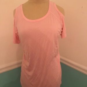 Light pink peekaboo shoulder top